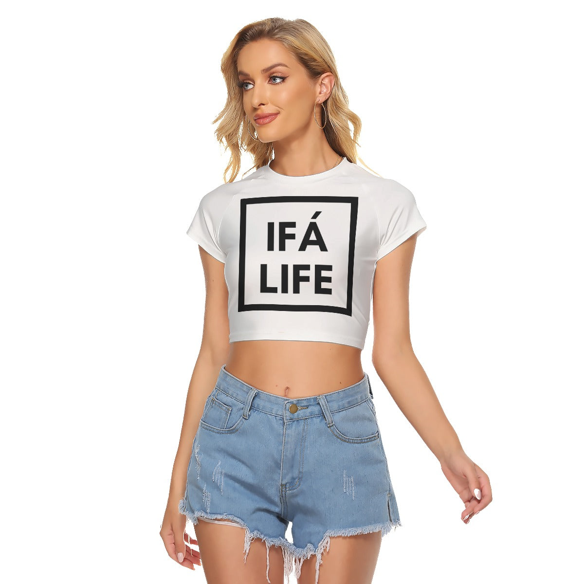 White Box Logo Outline Cropped Top